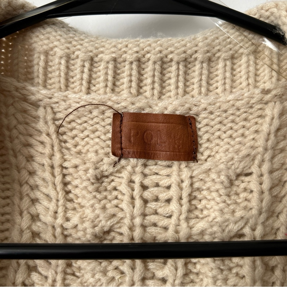 POL Chunky Knit Sweater Cardigan Size Small Women’s Cream With Pockets - Picture 2 of 10